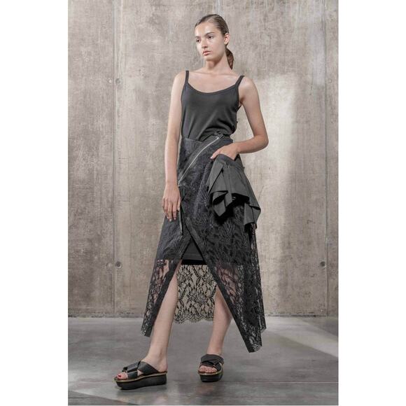 XD XENIA DESIGN Women's Lace & Taffeta Mela Pareo Skirt Size S In Black - Picture 2 of 13